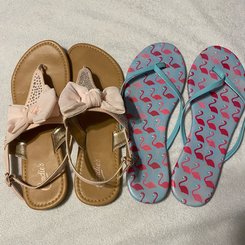 Set of Two Sandals - Bow and Flamingo Designs
